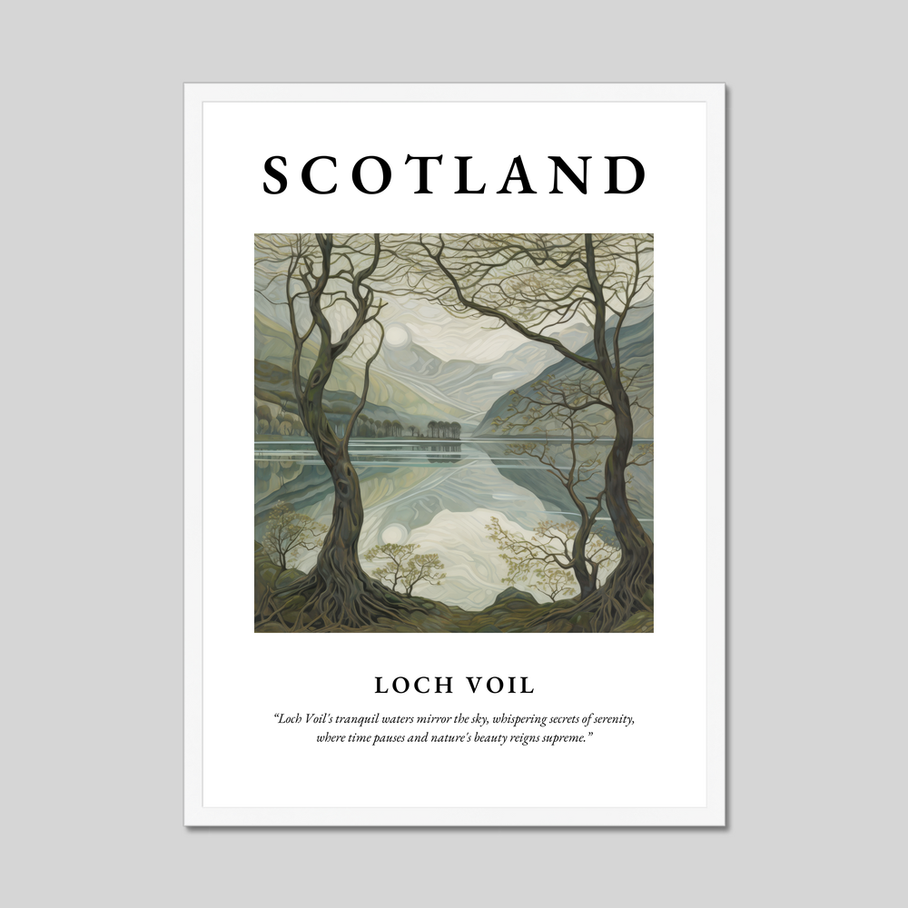 Poster in a white frame with the word Scotland