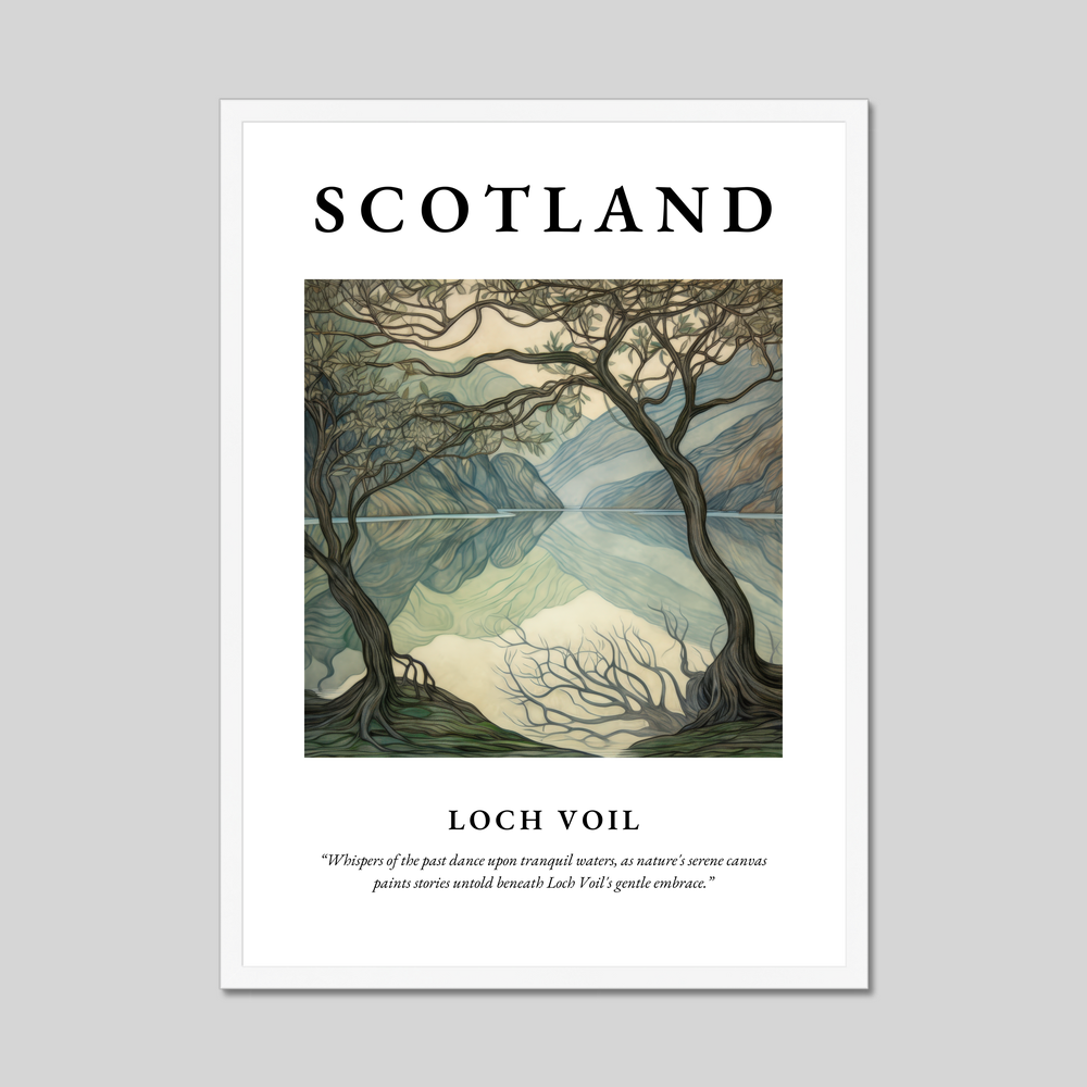 Poster in a white frame with the word Scotland