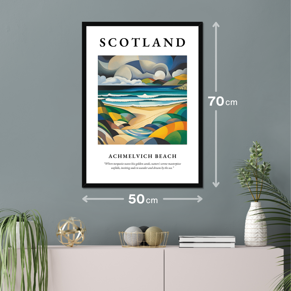 Poster of Achmelvich Beach hanging on a wall