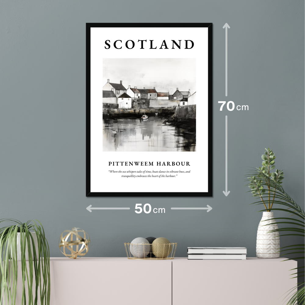 Poster of Pittenweem Harbour hanging on a wall