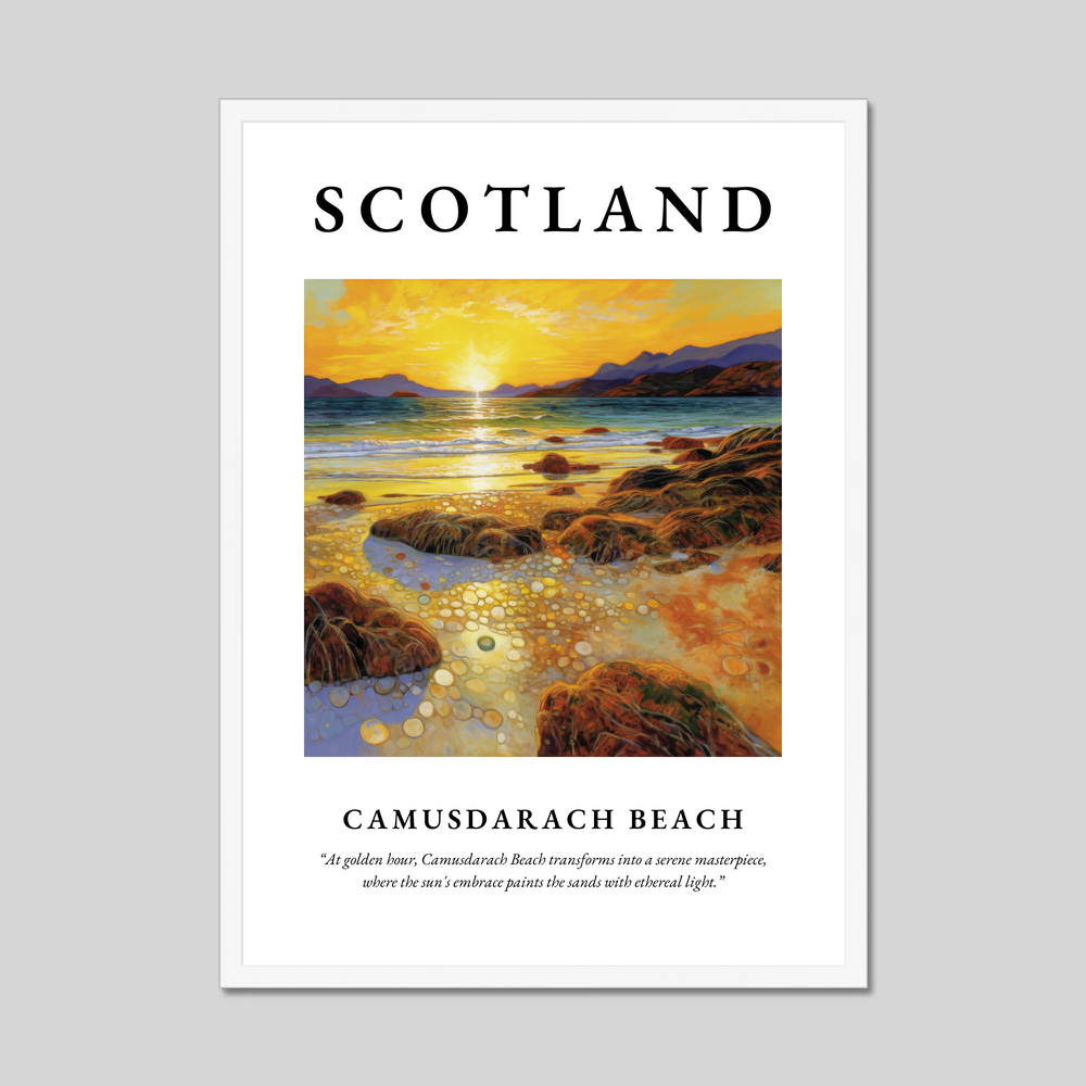 Poster in a white frame with the word Scotland