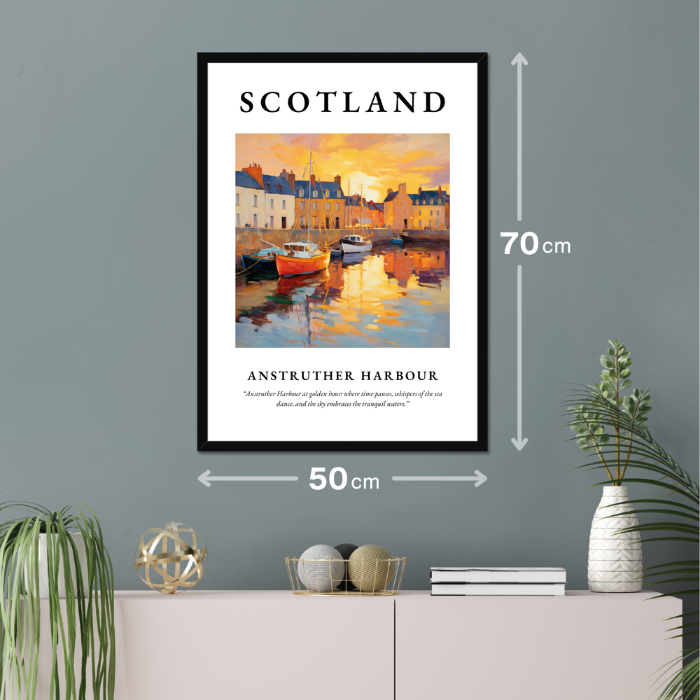 Poster of Anstruther Harbour hanging on a wall