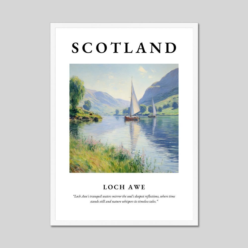 Poster in a white frame with the word Scotland