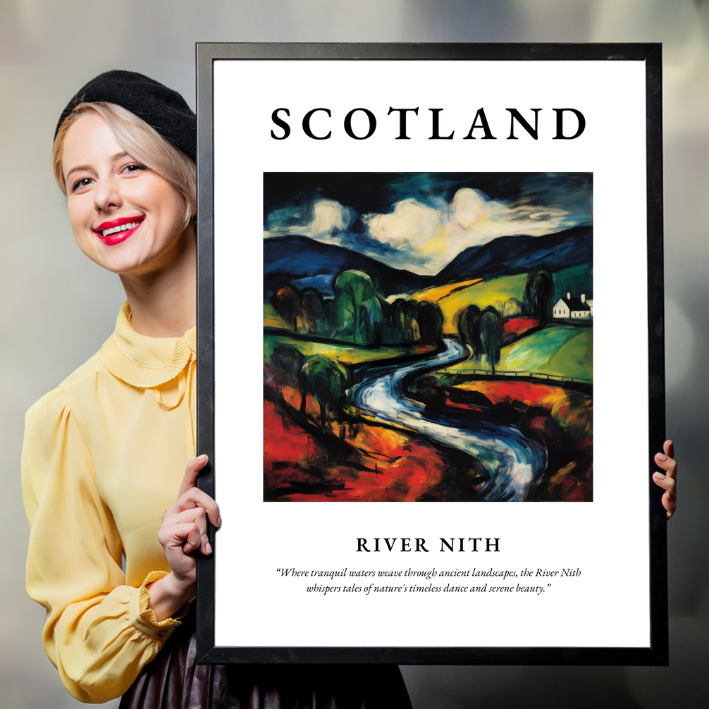 Person holding a poster of River Nith