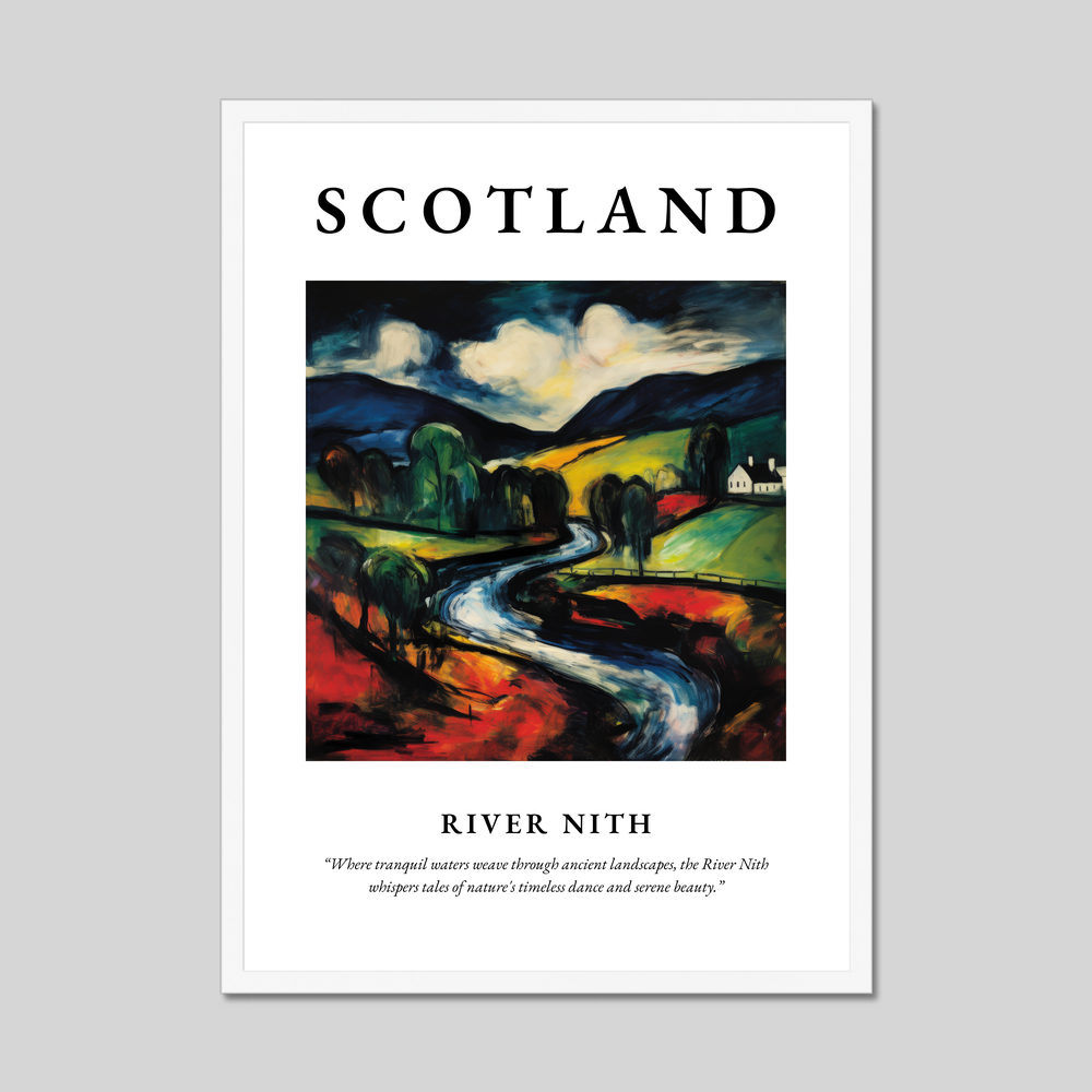 Poster in a white frame with the word Scotland