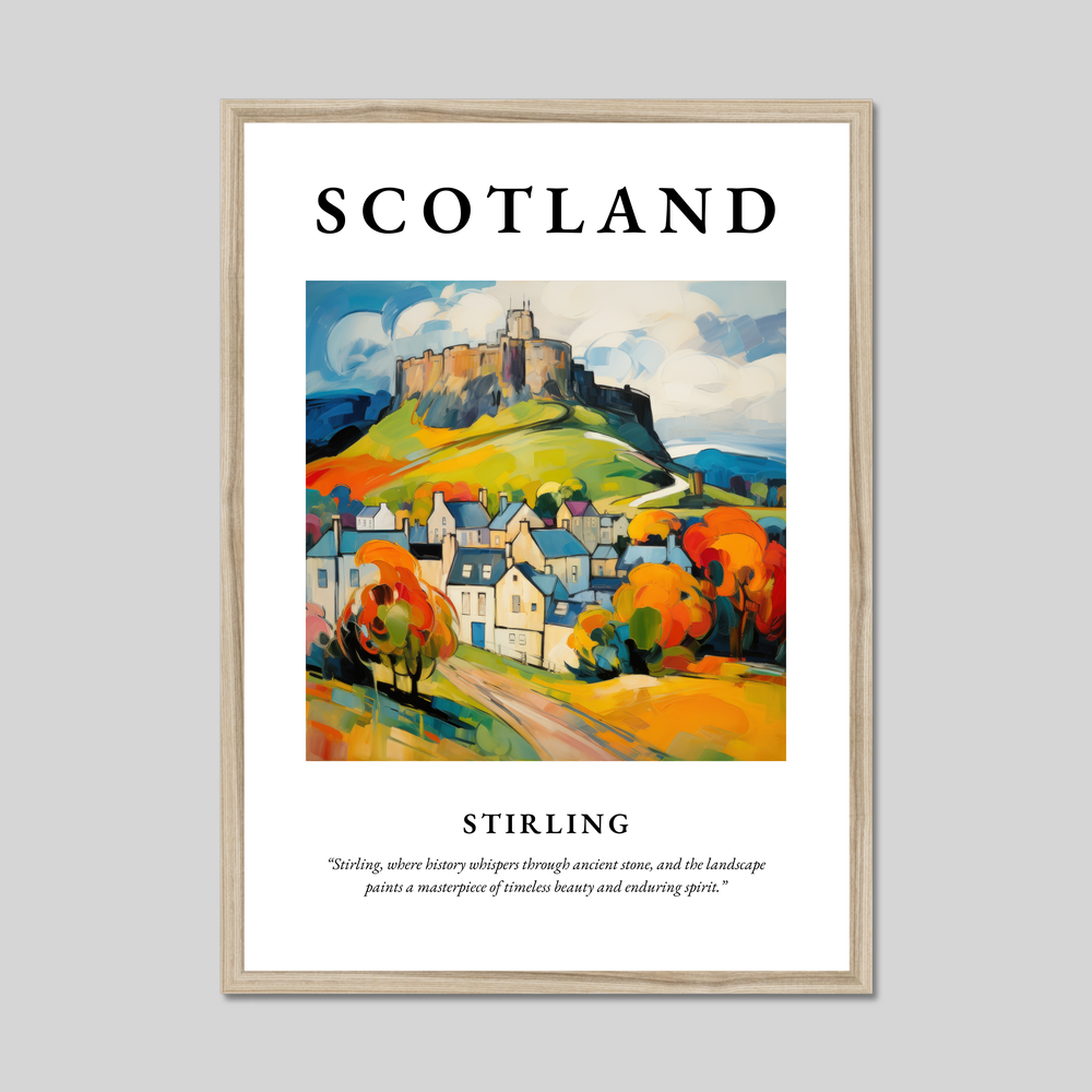 Poster in a natural frame with the word Scotland