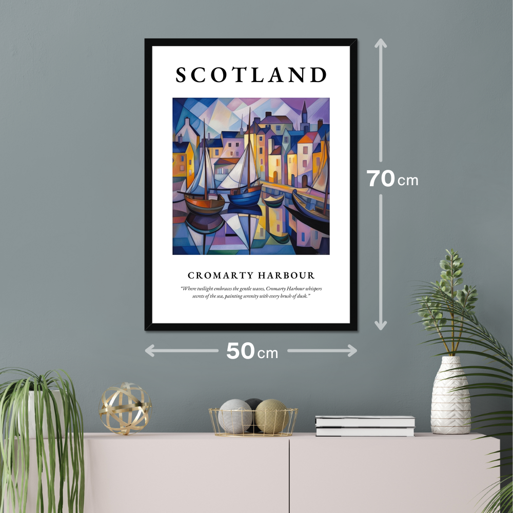 Poster of Cromarty Harbour hanging on a wall