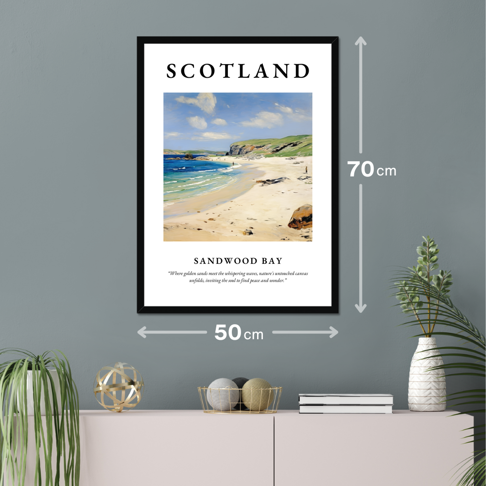 Poster of Sandwood Bay hanging on a wall