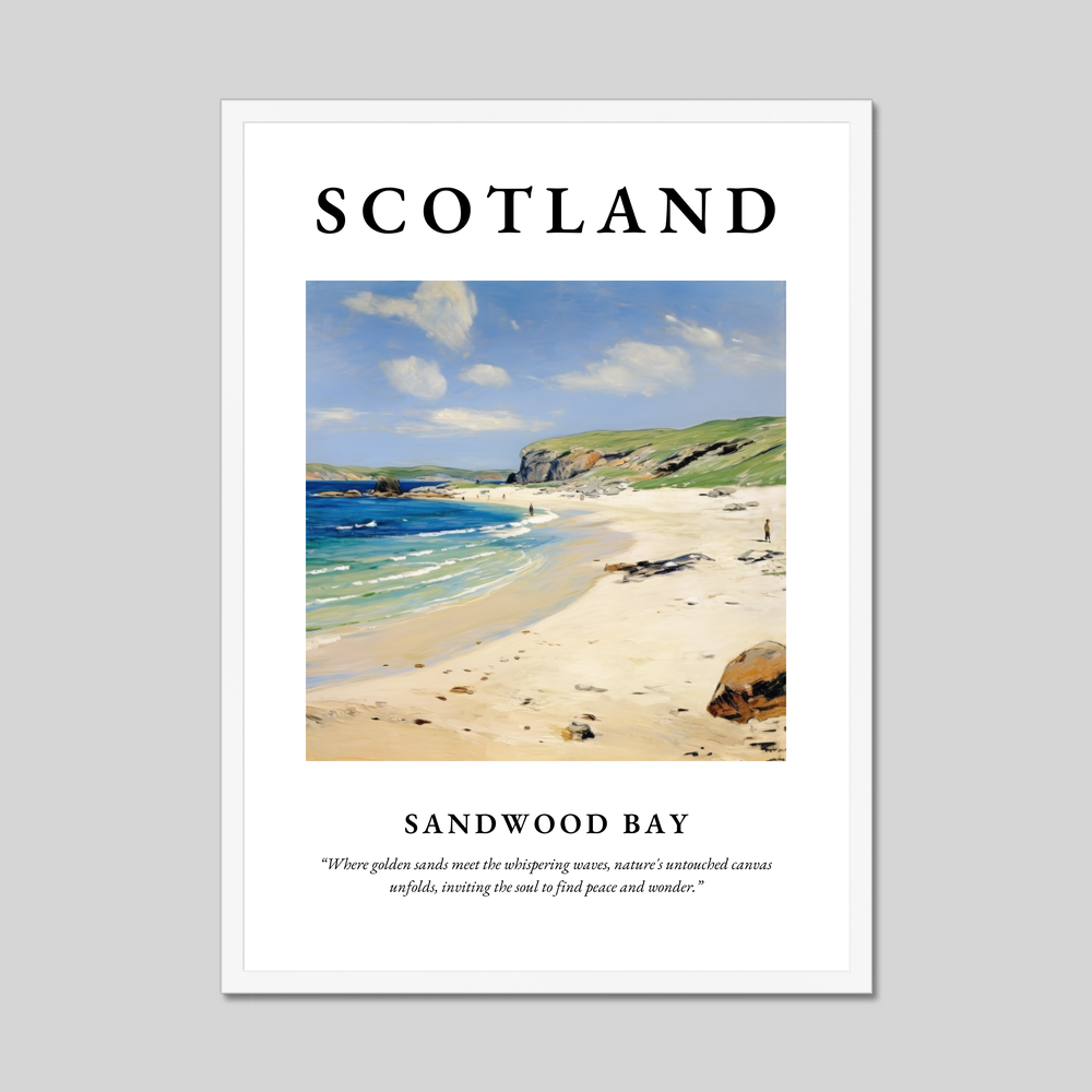 Poster in a white frame with the word Scotland