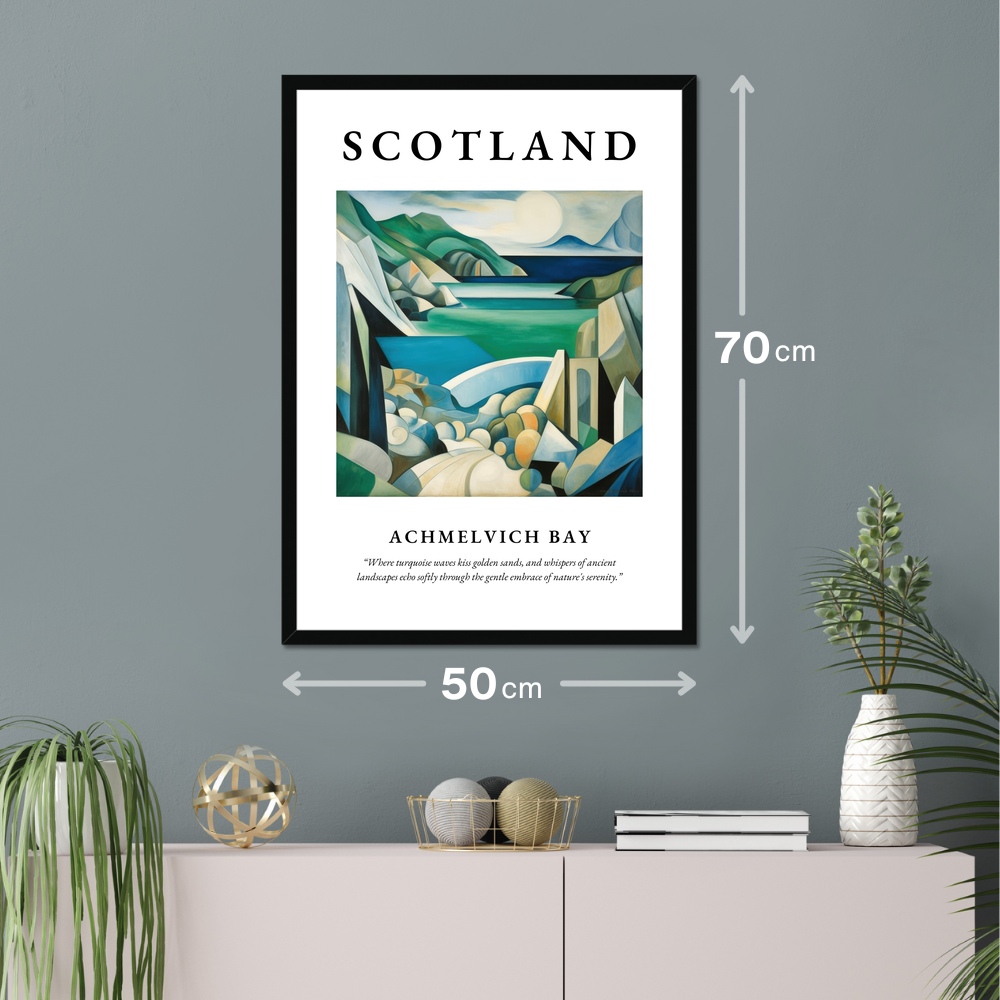 Poster of Achmelvich Bay hanging on a wall