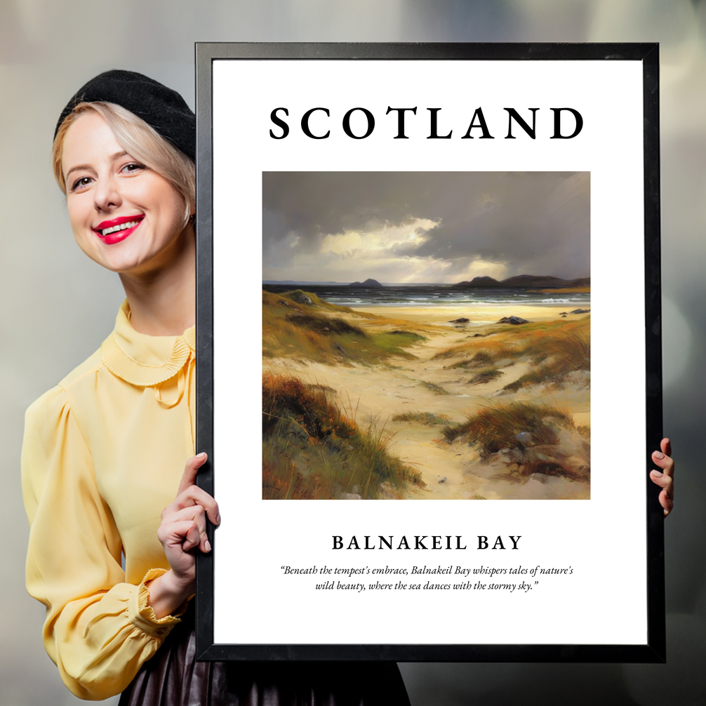 Person holding a poster of Balnakeil Bay