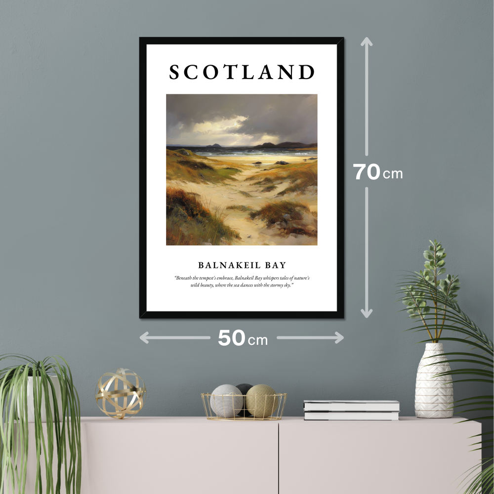 Poster of Balnakeil Bay hanging on a wall