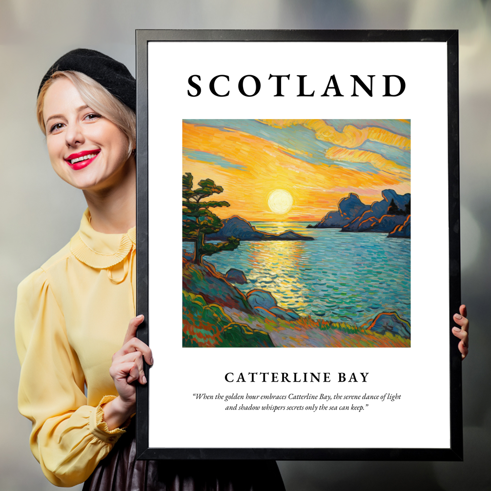 Person holding a poster of Catterline Bay