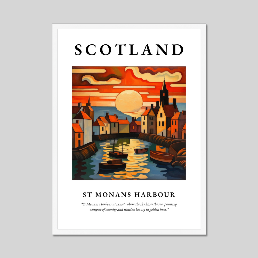 Poster in a white frame with the word Scotland