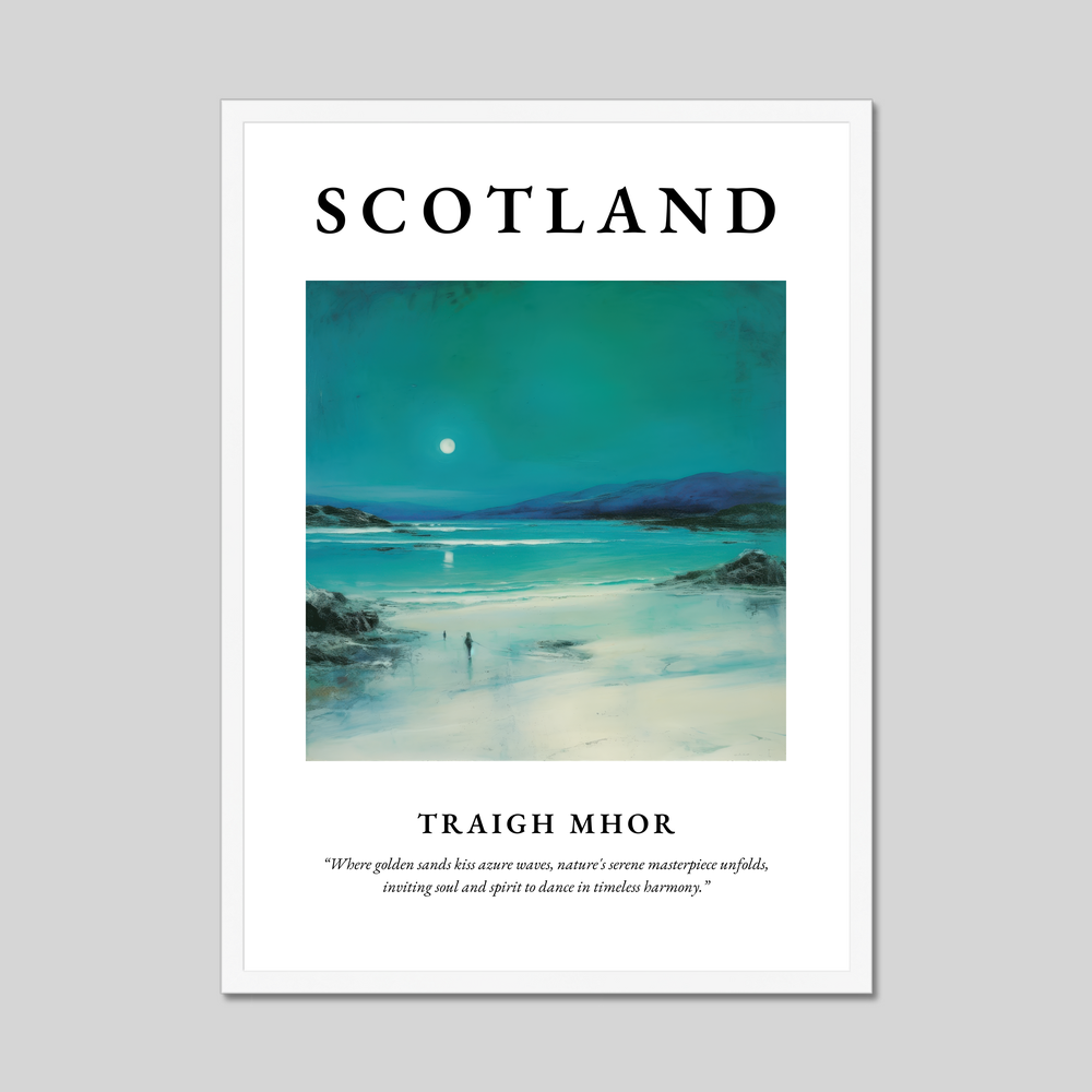 Poster in a white frame with the word Scotland