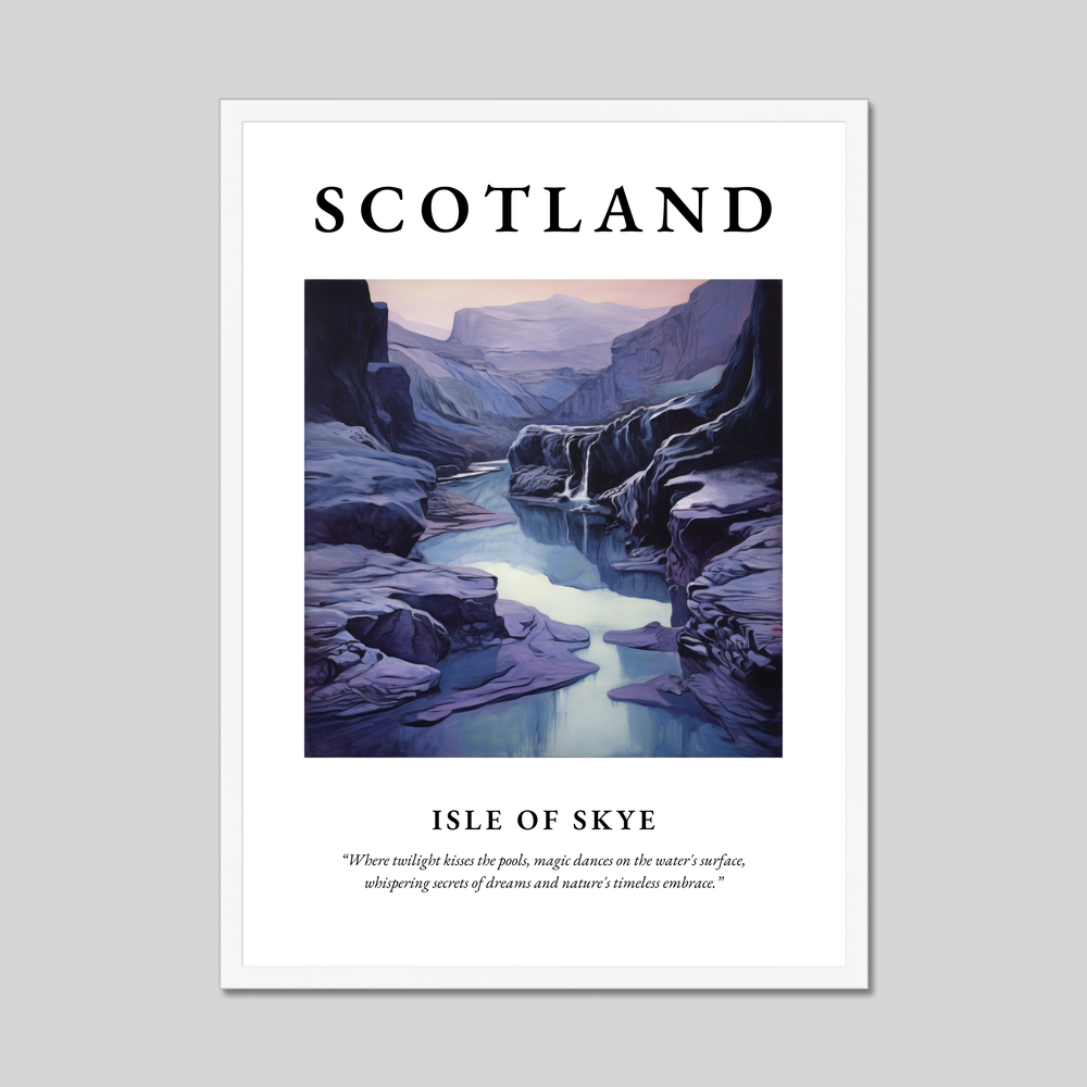 Poster in a white frame with the word Scotland