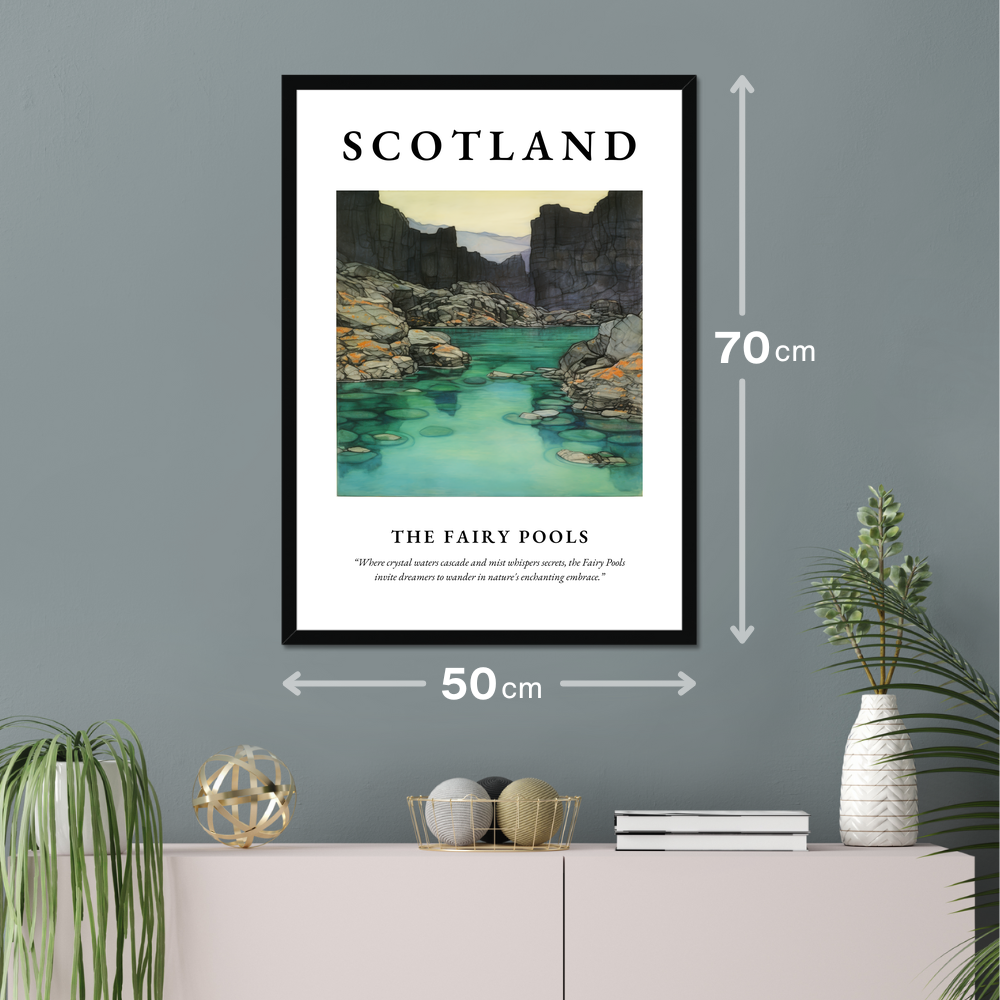 Poster of The Fairy Pools hanging on a wall