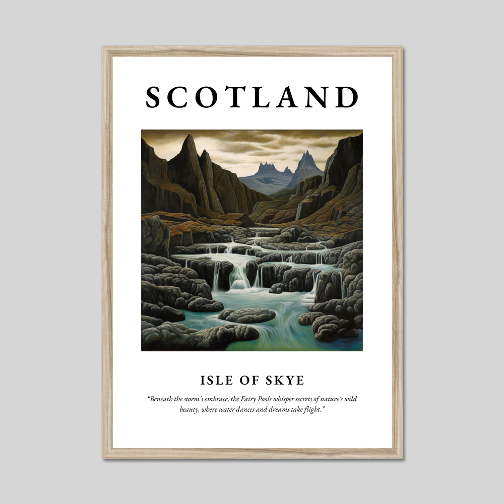 Poster in a natural frame with the word Scotland