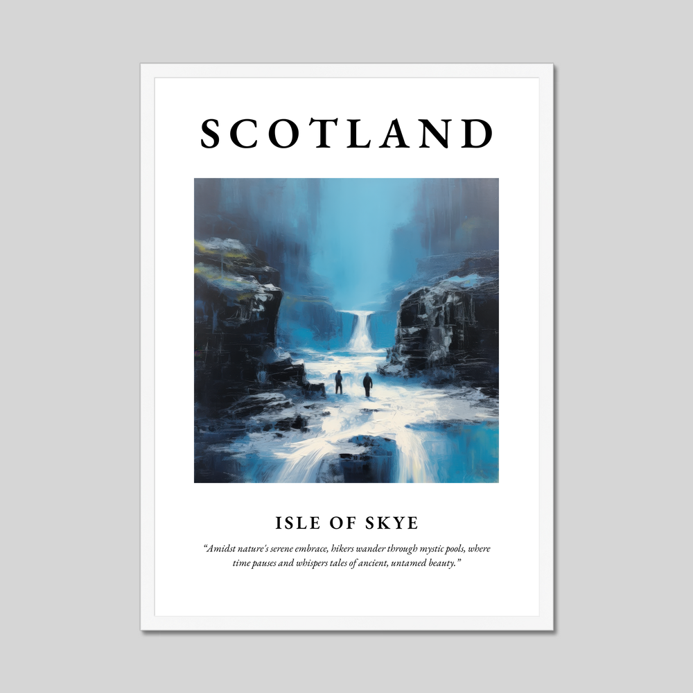 Poster in a white frame with the word Scotland