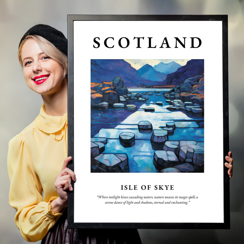 Person holding a poster of Isle of Skye