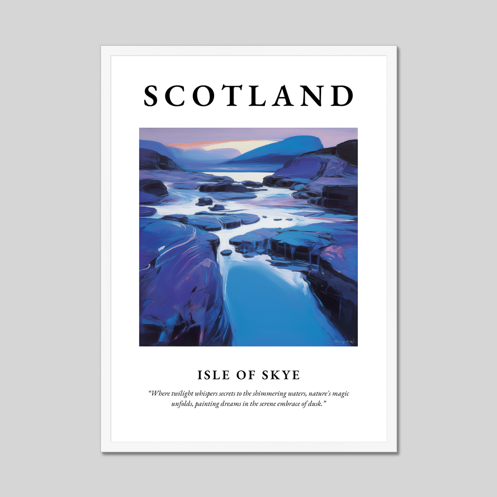 Poster in a white frame with the word Scotland