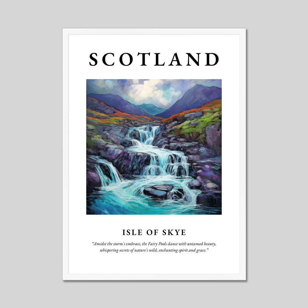 Poster in a white frame with the word Scotland