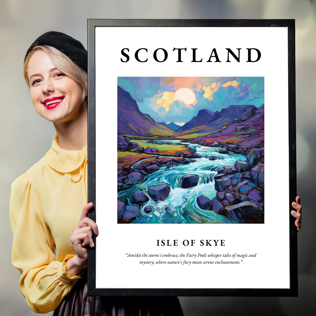 Person holding a poster of Isle of Skye