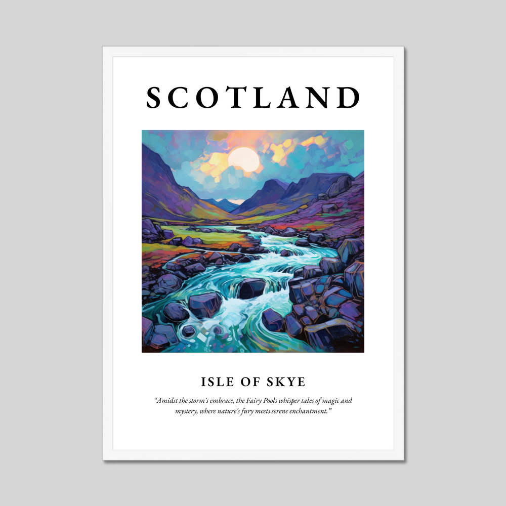 Poster in a white frame with the word Scotland