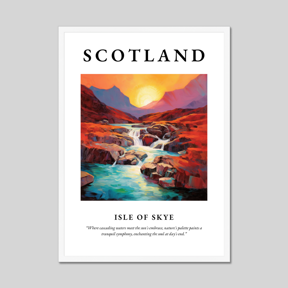 Poster in a white frame with the word Scotland