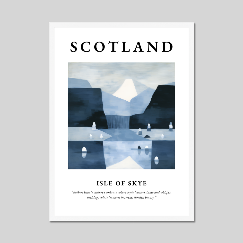 Poster in a white frame with the word Scotland