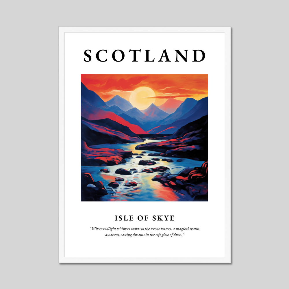 Poster in a white frame with the word Scotland