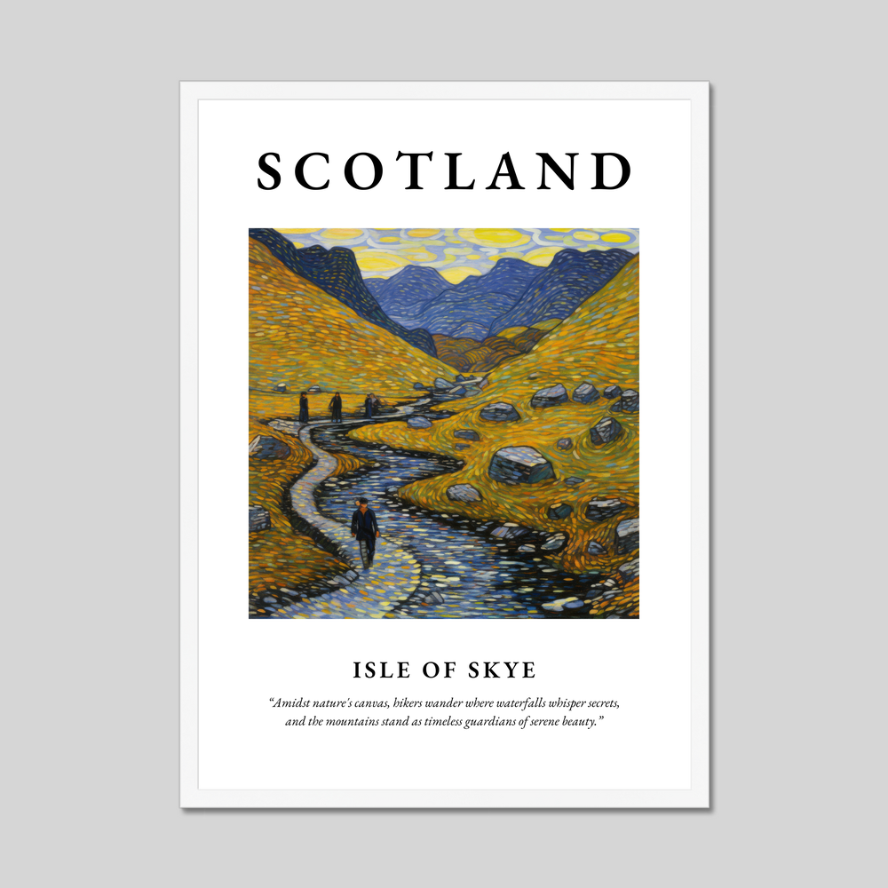 Poster in a white frame with the word Scotland