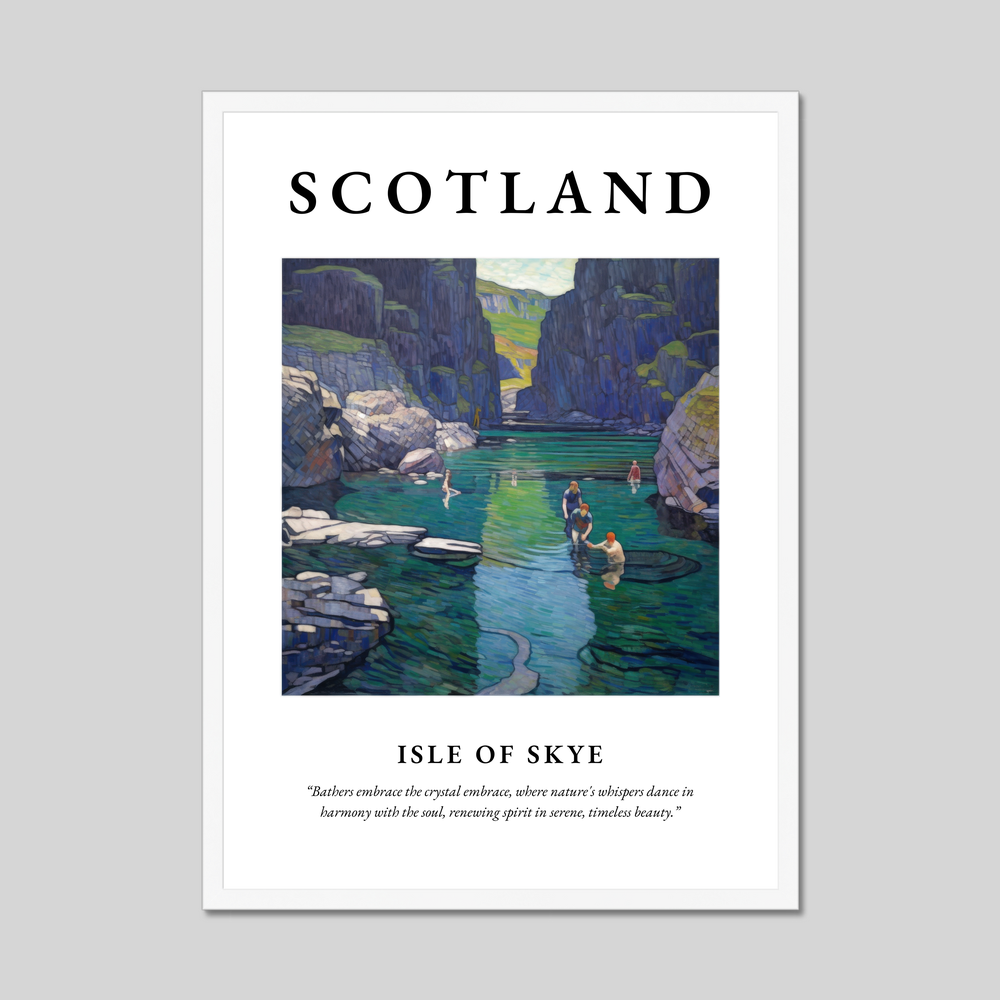 Poster in a white frame with the word Scotland