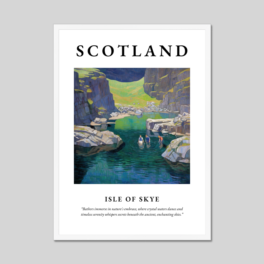 Poster in a white frame with the word Scotland