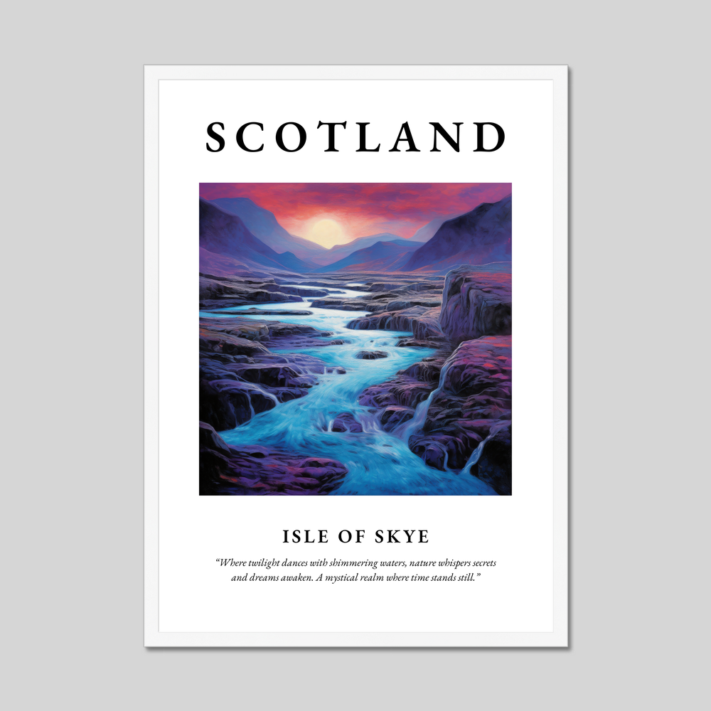 Poster in a white frame with the word Scotland