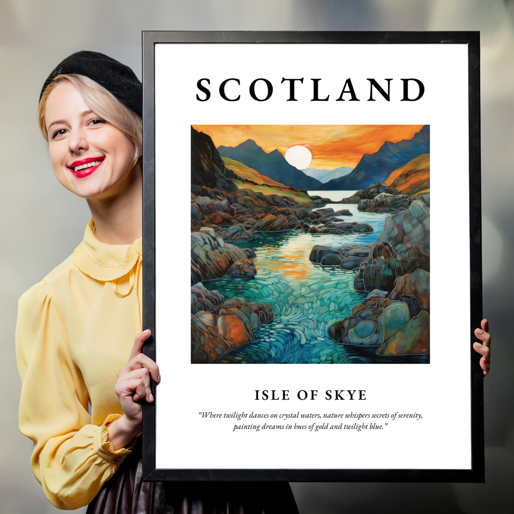 Person holding a poster of Isle of Skye