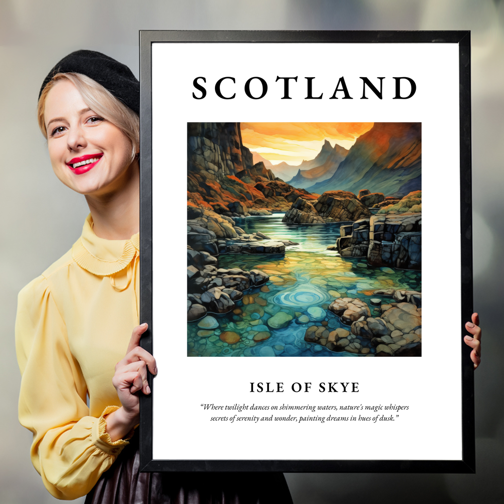 Person holding a poster of Isle of Skye