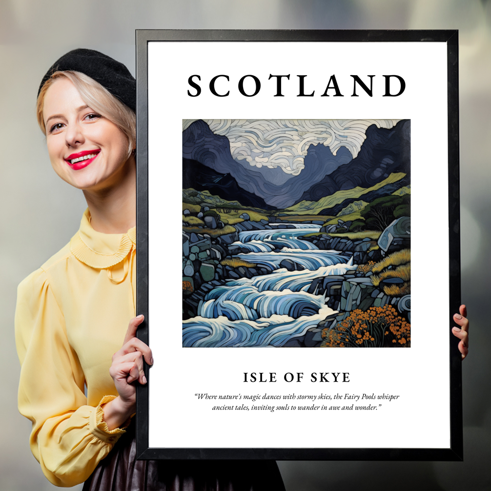 Person holding a poster of Isle of Skye