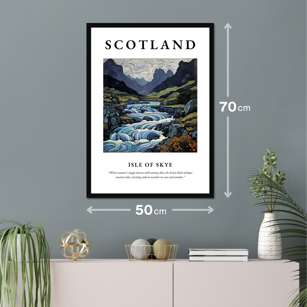 Poster of Isle of Skye hanging on a wall