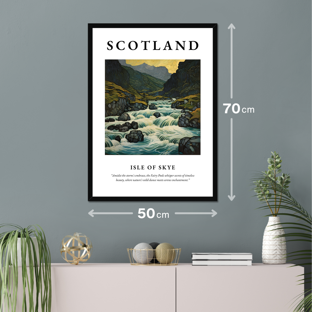 Poster of Isle of Skye hanging on a wall