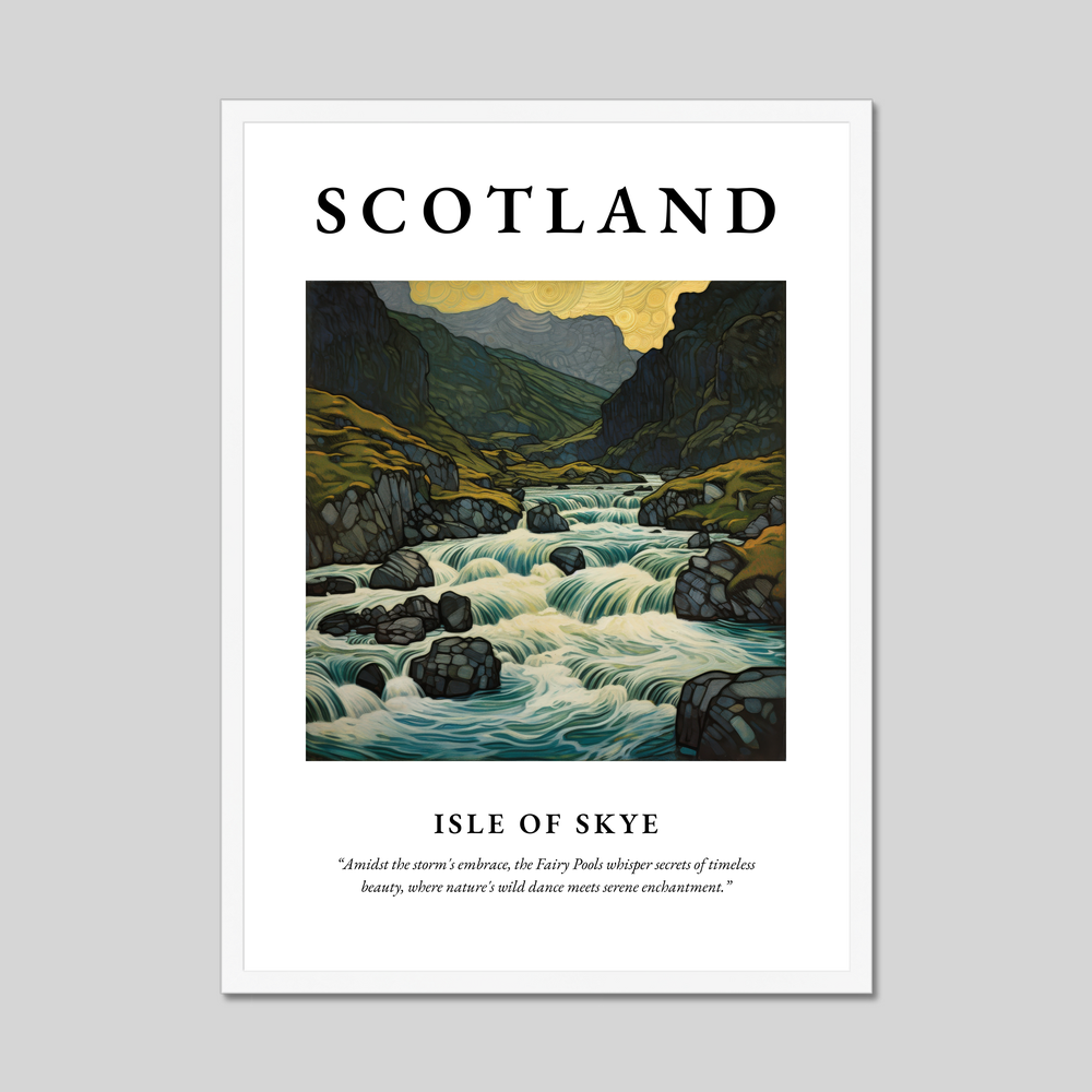 Poster in a white frame with the word Scotland