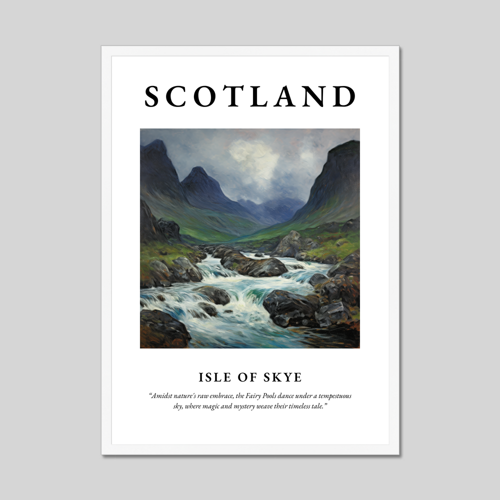 Poster in a white frame with the word Scotland