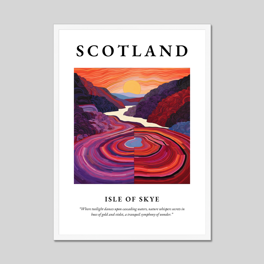 Poster in a white frame with the word Scotland