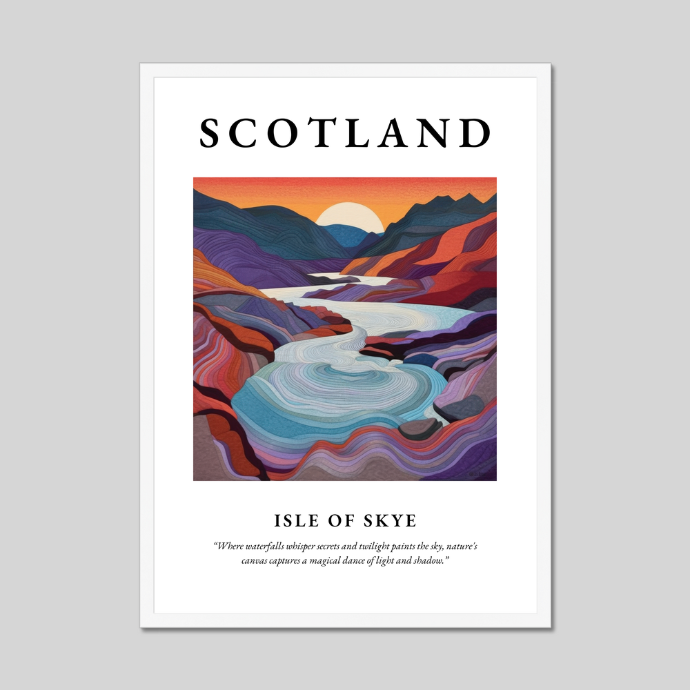 Poster in a white frame with the word Scotland