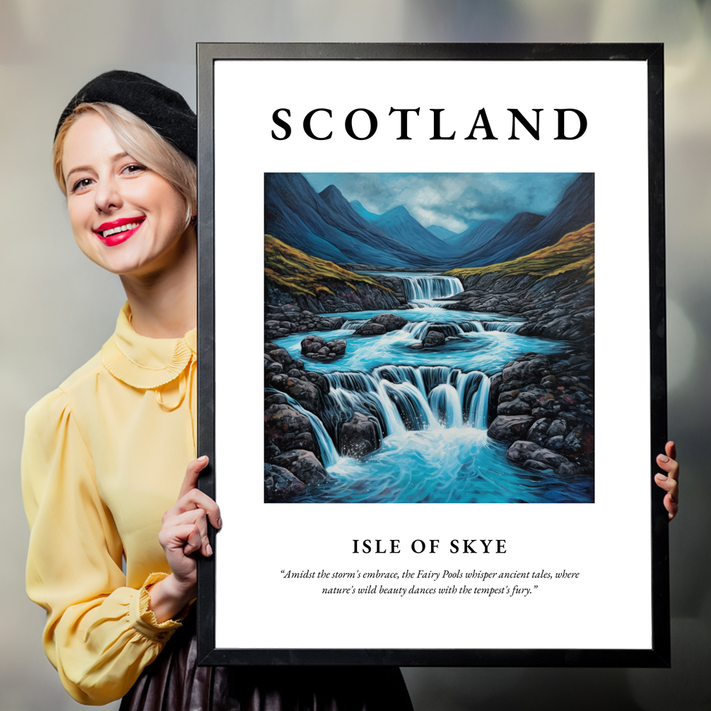 Person holding a poster of Isle of Skye