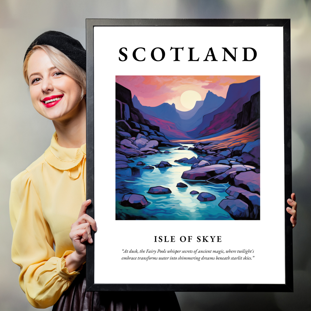 Person holding a poster of Isle of Skye