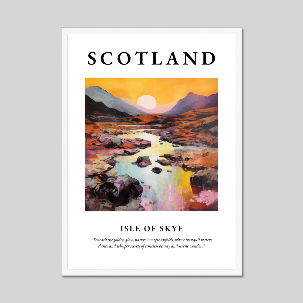 Poster in a white frame with the word Scotland