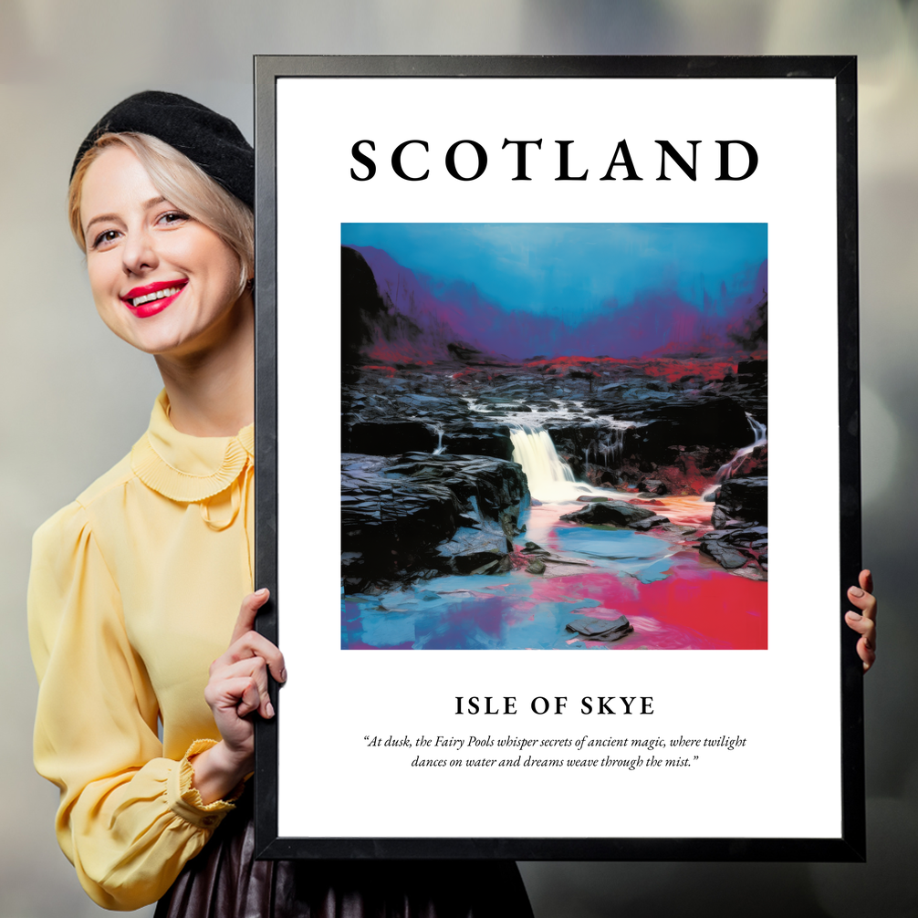 Person holding a poster of Isle of Skye