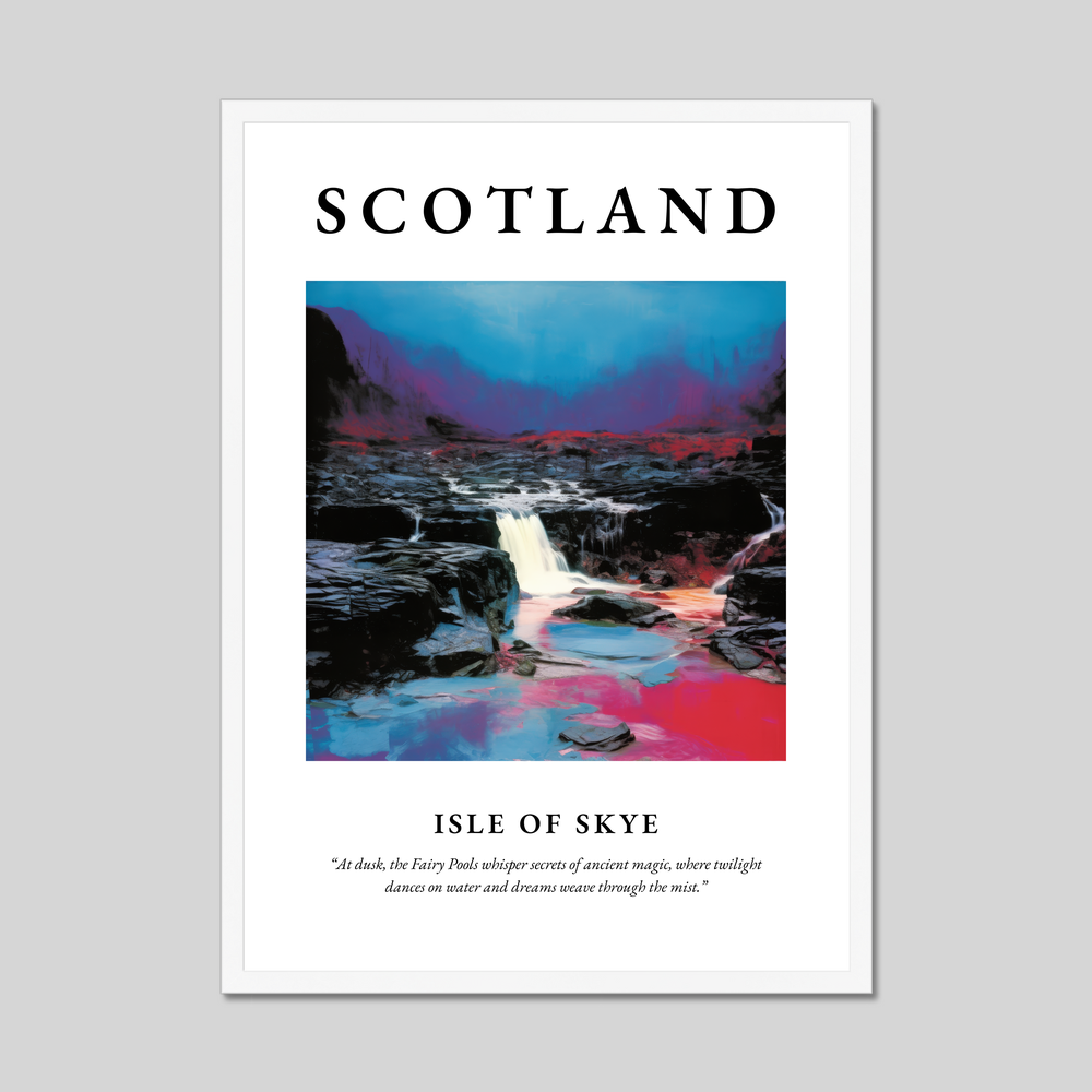 Poster in a white frame with the word Scotland