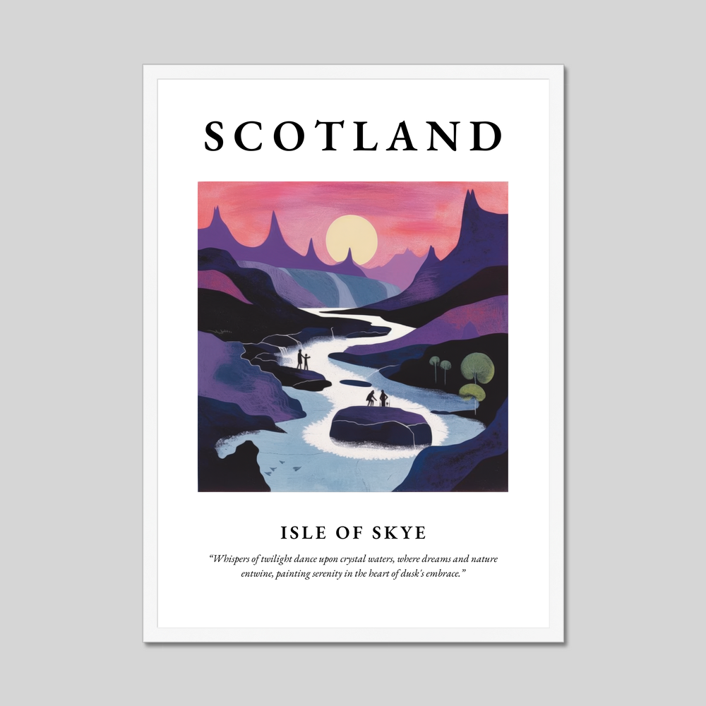 Poster in a white frame with the word Scotland